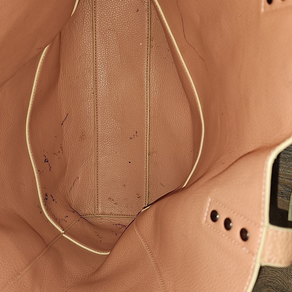 Cream, Two Tone, Reversable, Tote, Purse, Bag, Resort, Classic, Casual, Travel - Picture 5 of 6